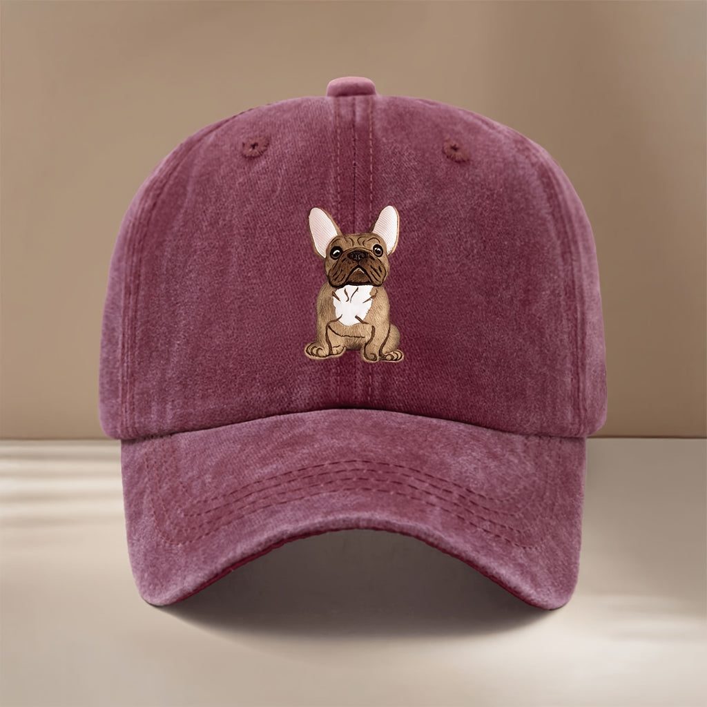 This Is a French Bulldog Pattern Printed Baseball Cap, Easy Lightweight Adjustable Size 6-Panel Hat Unisex Individual Comfortable Duckbill Cap Outdoor Sports Dining Camping Matching Trendy Fashion Curved Brim Hat Sports Event Cheerleading Matching S