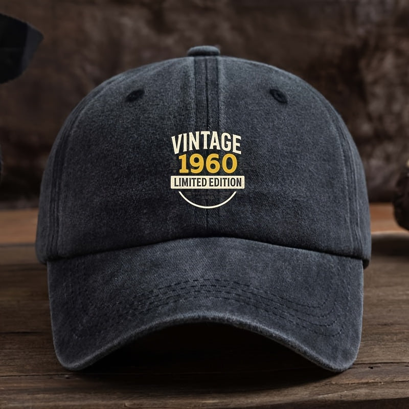 Men' Vintage 1960 Limited Edition Baseball Cap - Adjustable Snapback, Breathable Textile Fabric Hat Suitable for Outdoor & Casual Wear, Durable Retro Headgear with Cap, Hand Washable (Not Dry)