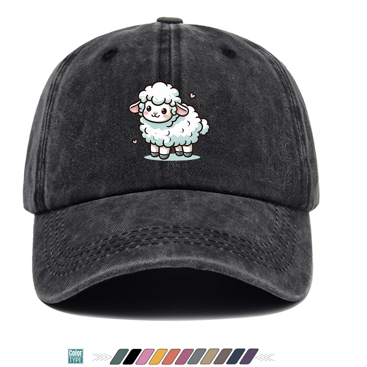 1pc Cute Cartoon Sheep Print Baseball Cap, Soft Breathable Sun Hat, Adorable Healing Style Fashion Hat, Unisex Adjustable Duckbill Cap, Casual Outing Hat, Girly Bestie Hat, Suitable for Picnics, Shopping, Strolling, Travel