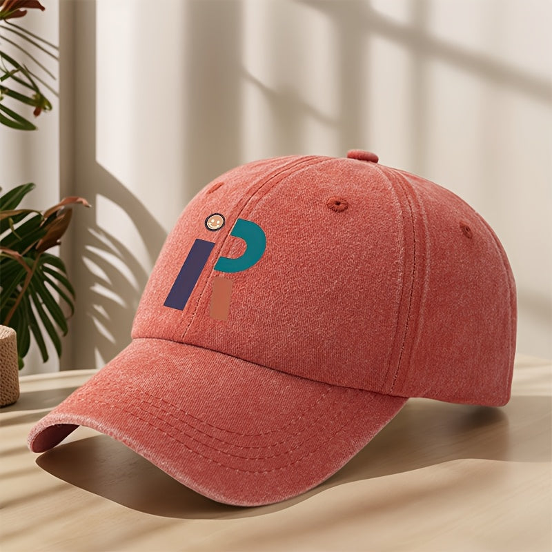 Vintage Washed Distressed Baseball Cap with R Letter Print & Duckbill Brim - Soft Breathable Sweat-Absorbent Suitable for Outdoor, Sports, Camping, Fishing, Streetwear - Curved Brim Hat for, Mountaineering, Hip-Hop Style