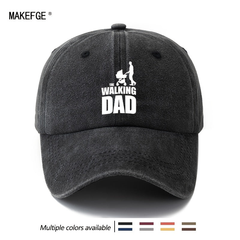 Unisex Fashion Versatile Printed WALKING DAD Baseball Cap, Classic Retro Washed Outdoor Lightweight Curved Brim Hat, Trucker Cap, Suitable for Outdoor Vacation Travel Camping And Casual Occasions, Holiday Party Hip-Hop Hat