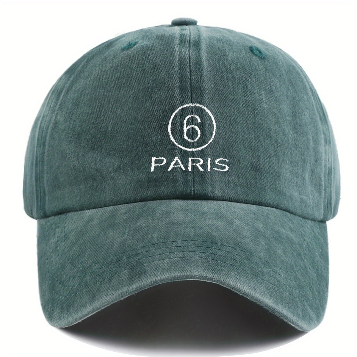 MM Style "Paris" Number ⑦ Baseball Cap Solid Color Easy Paris Embroidery Number 6 Fashion Curved Brim Hat Universal for All Seasons Men And Women Adjustable Size Comfortable And Breathable