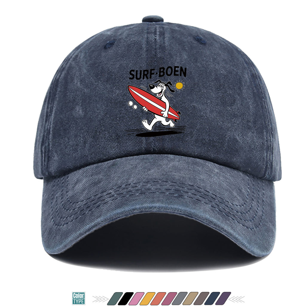1pc Surfing Dog Fun Print Baseball Cap, Comfortable Breathable Sun Hat, Fashionable Individual Aesthetic Unisex Cap, Adjustable Size Casual Street Hat, Beach Vacation Hat, Suitable for Surfing, Beach, Vacation, Party, Outdoor Sports