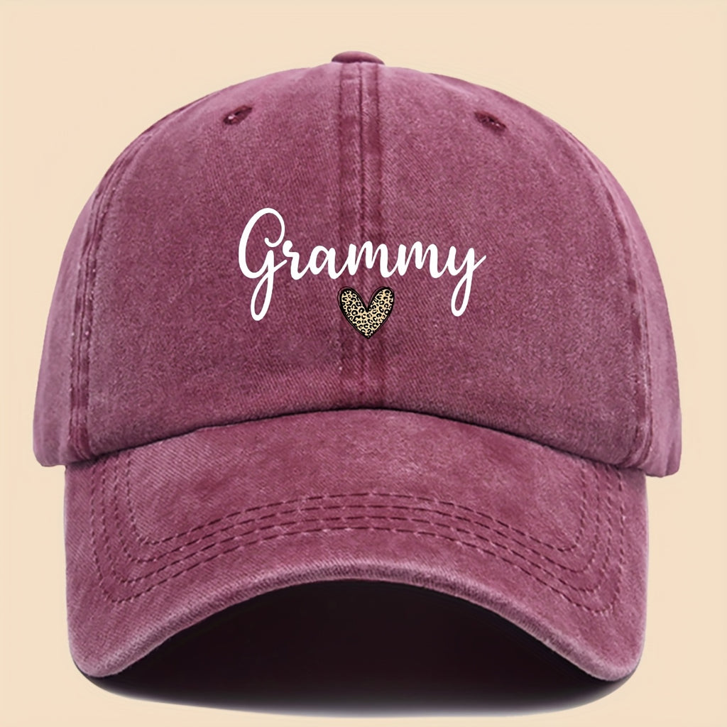 1pc Fashionable "Love And Grammy" Fun Print Baseball Cap, Minimalist Pattern Design, Black Papa Trucker Hat, Breathable And Comfortable, Solid Color Easy, Vintage Soft Top Curved Brim Dad Hat, Adjustable Size, Unisex, Youth Couple Skateboard Hat, C