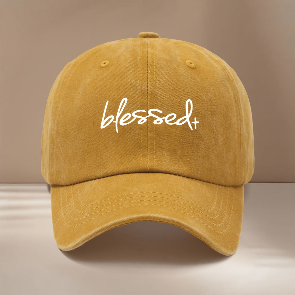 Blessed+ Text Pattern Baseball Cap, Relaxed Fit with Curved Brim for a Slimming Effect, Unisex Hip-Hop Style Curved Brim Hat, Lightweight and Comfortable Duckbill Cap for Vacations, Travel, Dinners, and Camping, Adjustable Size, Simple and  Six-Panel