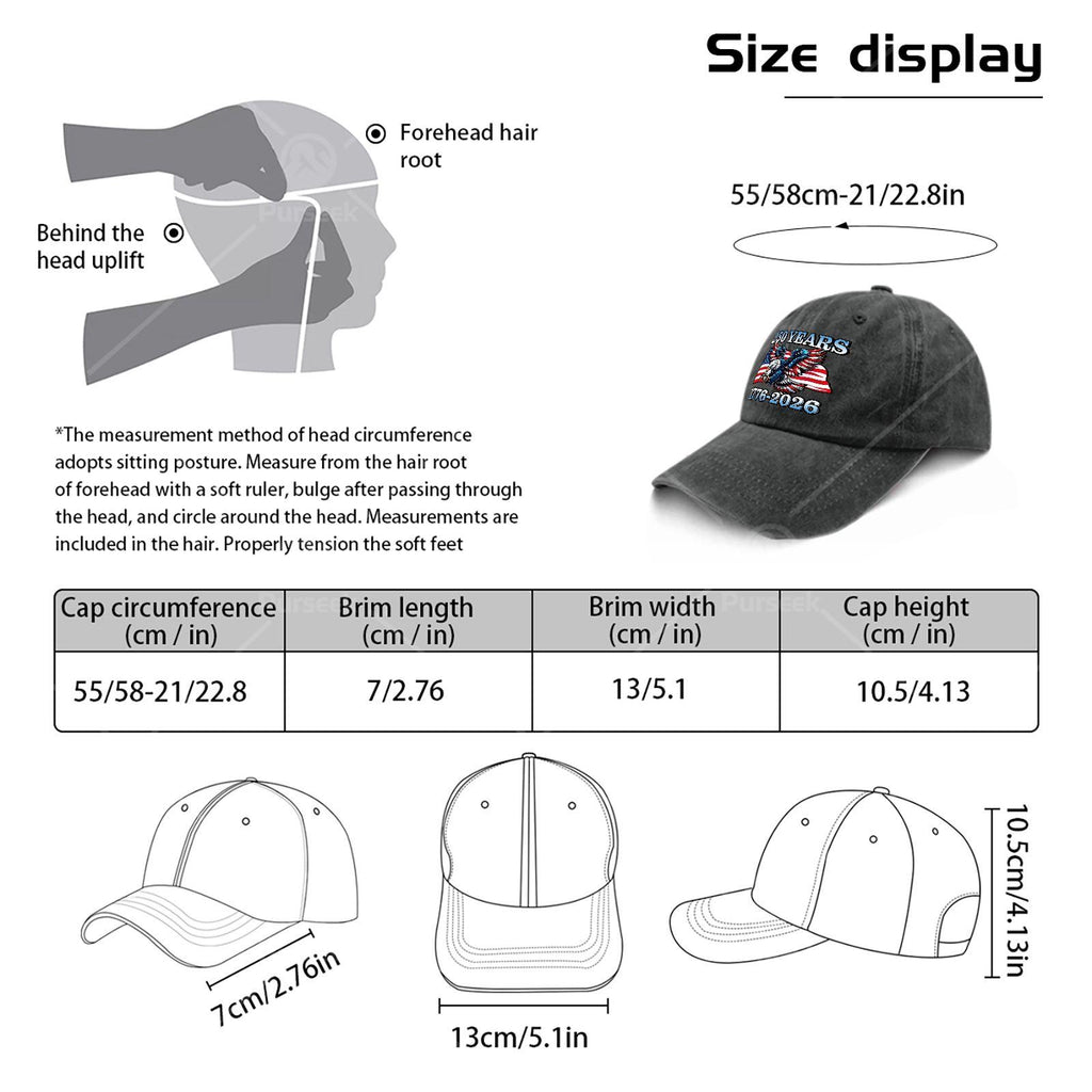 Vintage Patriotic Eagle and Flag 250 Years 17762026 Baseball Hat Unisex
