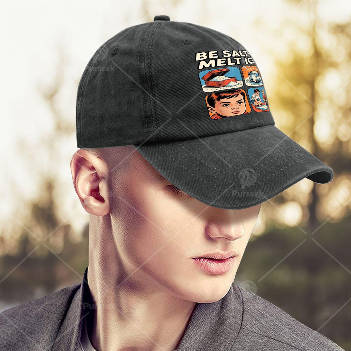 Unisex Fashion Baseball with a Washed And Distressed Look, Featuring The Humorous Phrase 'Stay Salts Melt I CE' As a Fun Gift
