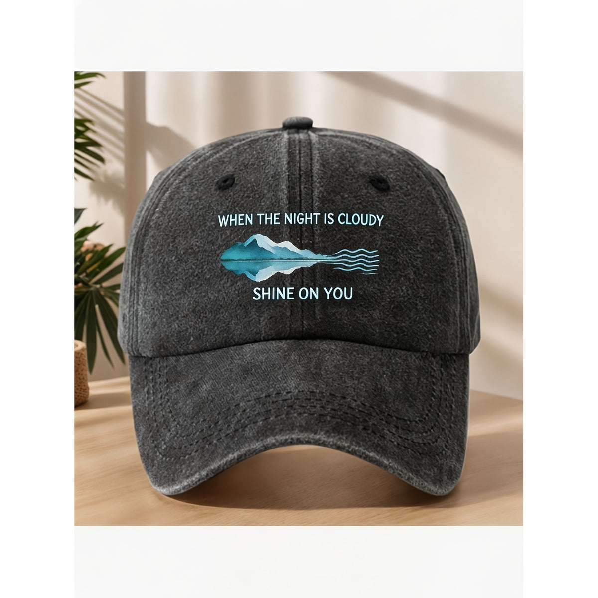 Men' & Women' Retro Mountain Cap with Full-Print Mountain - Washed Black Baseball Hat, Machine Washable, Adjustable Pull String Closure, Suitable for Casual Streetwear,, Outdoor Activities - Gift for Him or Her