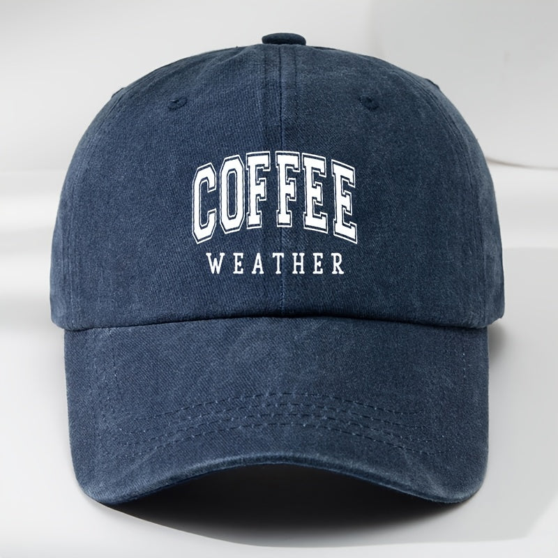 Men's Retro Baseball Cap with Coffee Bean Lettering & Logo Print - Adjustable Sun Hat, Breathable Outdoor Casual Cap for Sports, Daily Wear - Black, Comfortable & Versatile for All Beige Types (Hand Washable)