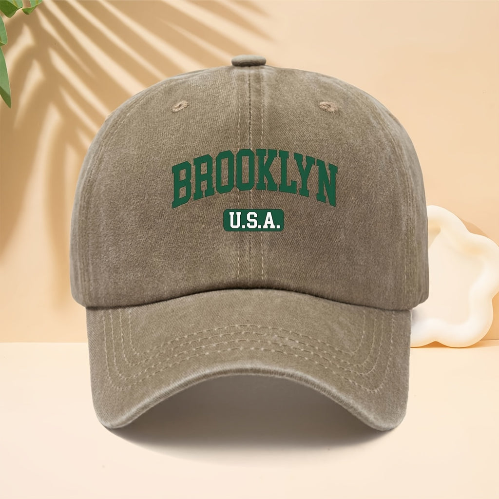 Brooklyn Ed Baseball Cap Trucker Hat Unisex Washed Twill Cap Adjustable Size And Lightweight Durable Soft Brim Design Non-Compresive Headwear All-Season Versatile for Daily Stroll Urban Travel Or Outdoor Vacation