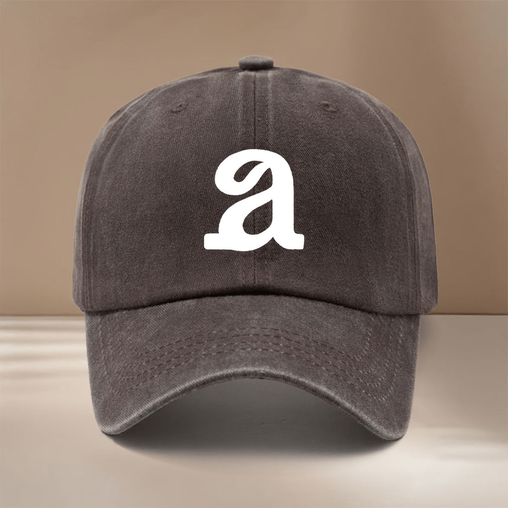 Baseball Cap with "a" Letter Graphic Print, Stylish and Unique Snapback Hat for Men and Women, Hip-hop Style Cap for Vacation, Travel, Gatherings, and Camping. Lightweight and Comfortable with a Curved Brim That Slims the Face. Adjustable Size.