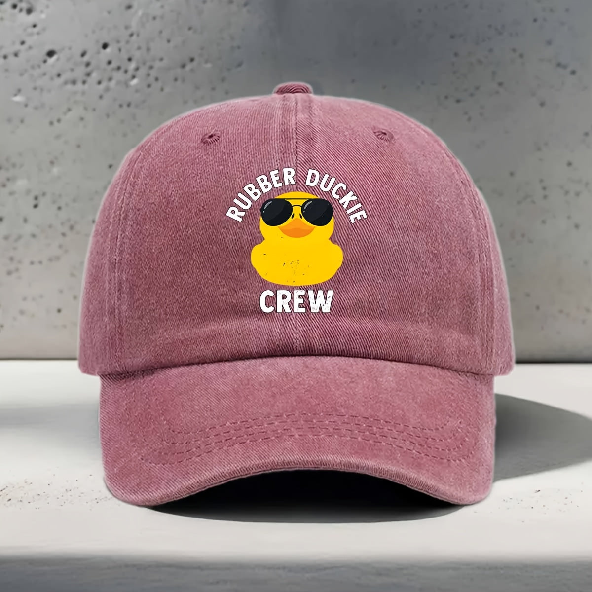 Women'S Baseball Cap with English Print RUBBER DUCKIE CREW, Sunglasses Yellow Rubber Duck Element Pattern, Fashionable Trendy Casual All-Match Unisex Duckbill Hat