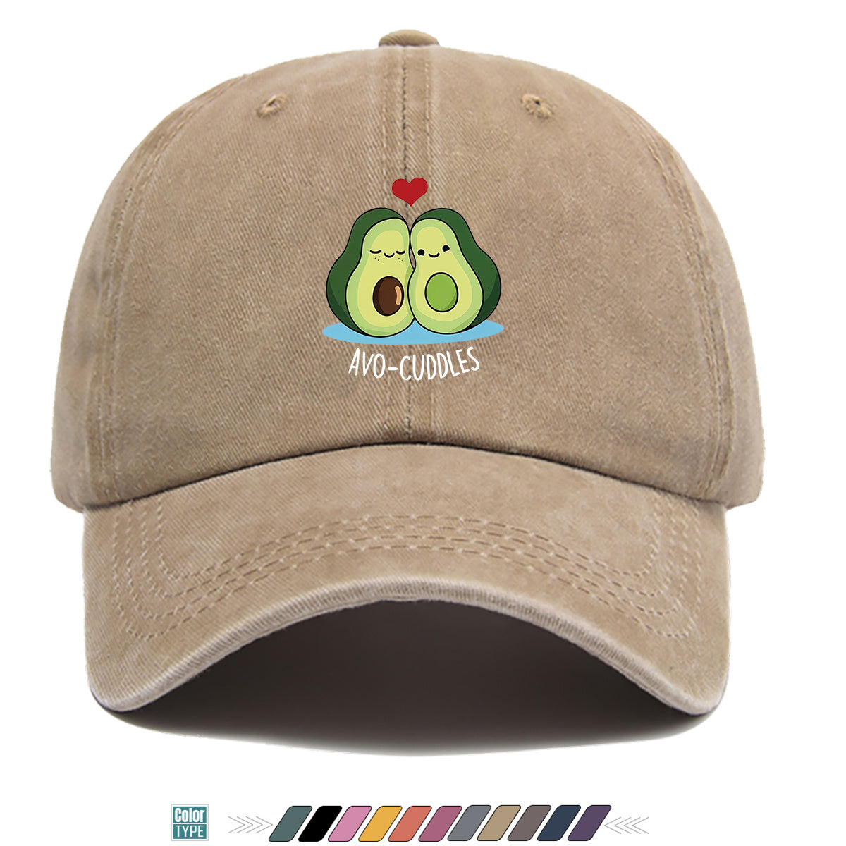 1pc Avocado Couple Print Baseball Cap Cute Cartoon Design Sun Hat Fashion Fresh Unisex Adjustable Size Duckbill Cap Suitable for Outdoor Picnic, Shopping, Dating, Travel