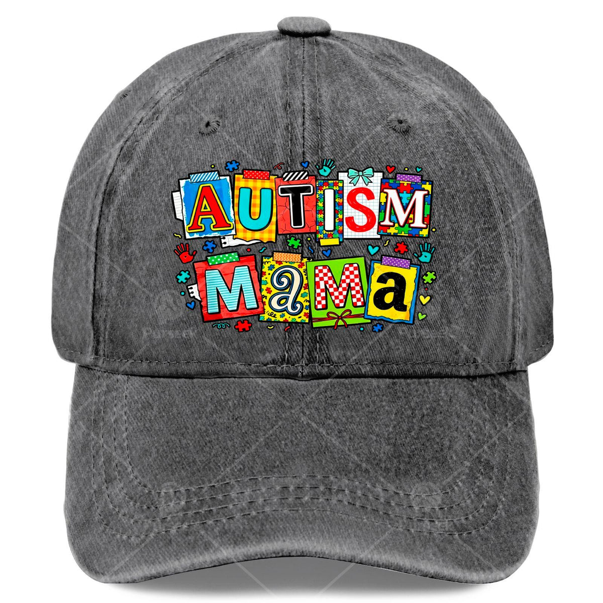 Unisex Baseball for Proud Moms Featuring Autism Awareness Patchwork Puzzle Art
