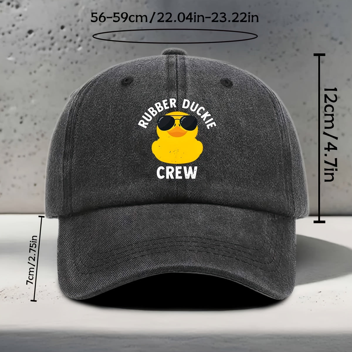 Women'S Baseball Cap with English Print RUBBER DUCKIE CREW, Sunglasses Yellow Rubber Duck Element Pattern, Fashionable Trendy Casual All-Match Unisex Duckbill Hat