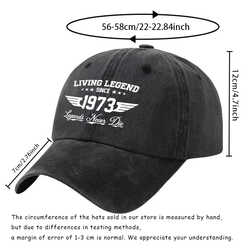 Personalized Casual Baseball Cap, 1973 Fun Text Pattern, Suitable for Everyday Wear, Suitable for Men And Women, Outdoor Sports Duckbill Cap