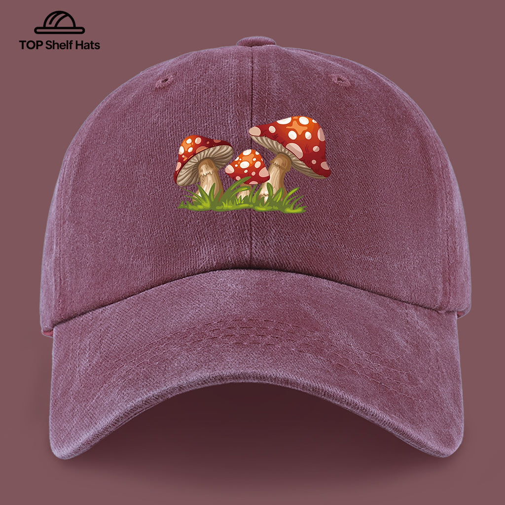 1pc Fun Cartoon Mushroom Print Baseball Cap | Lightweight, Comfortable, Breathable, Adjustable Fit, Ideal for Valentine'S Day Gift, Suitable for Beach Holidays, Casual Wear, Outdoor Activities, Fishing, And More
