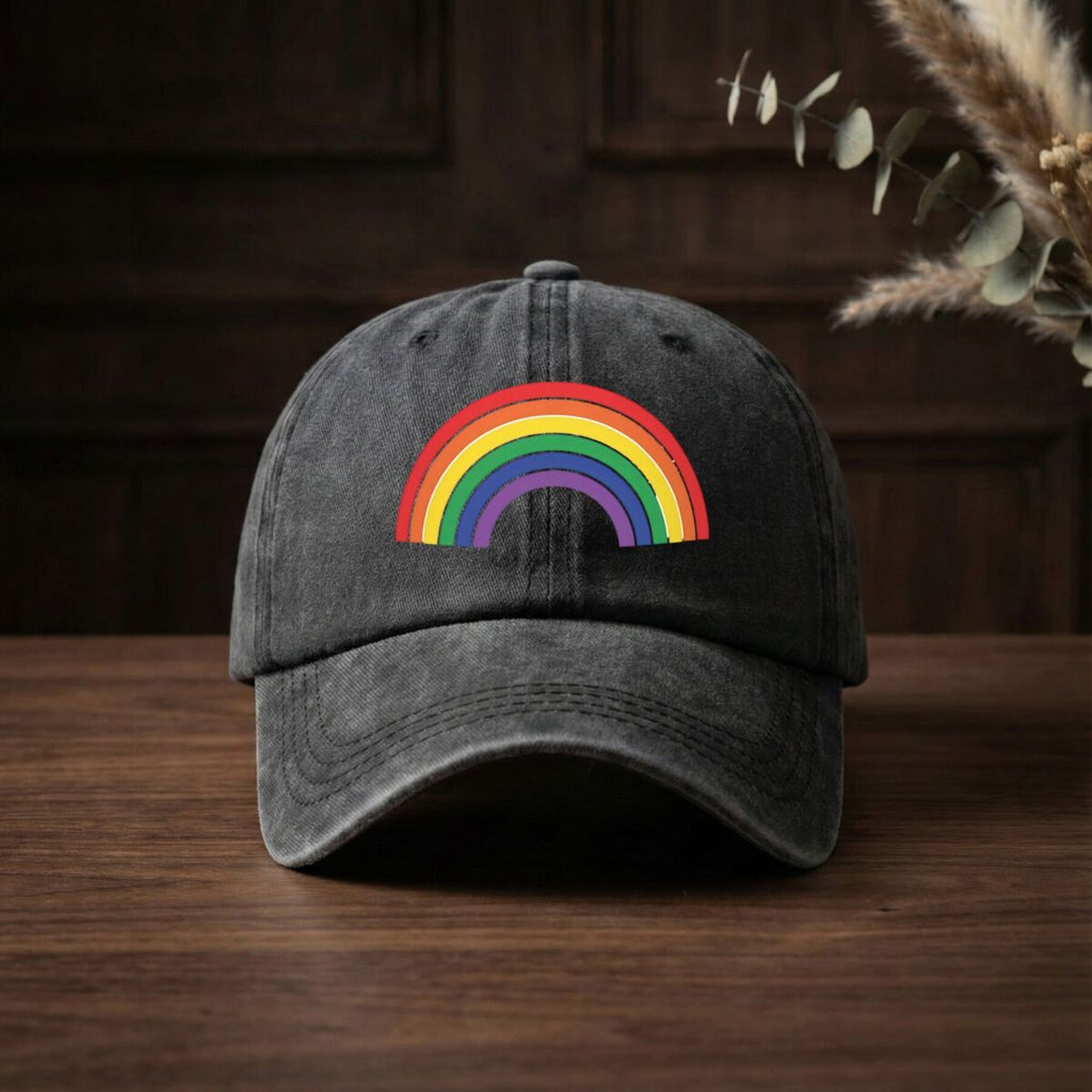 Colorful Rainbow Trendy Dad Hat with Soft Top Design, Street Culture Baseball Cap, Soft Fabric, Breathable And Comfortable, Outdoor Sports Sunshade Driving Hat