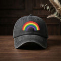 Colorful Rainbow Trendy Dad Hat with Soft Top Design, Street Culture Baseball Cap, Soft Fabric, Breathable And Comfortable, Outdoor Sports Sunshade Driving Hat