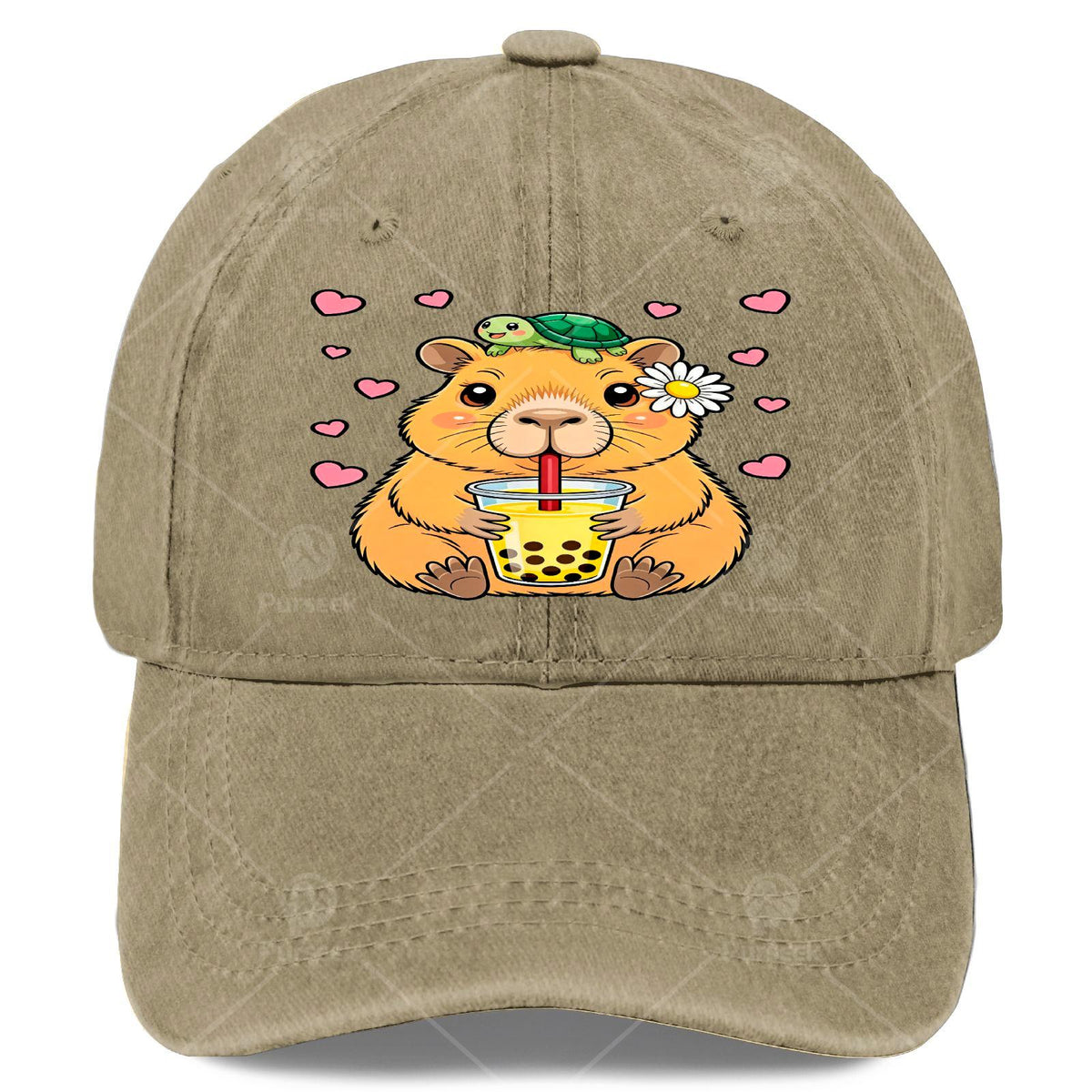 Cute Capybara Turtle Boba Tea Kawaii Anime Y2K Capibara Baseball Hat Unisex Low