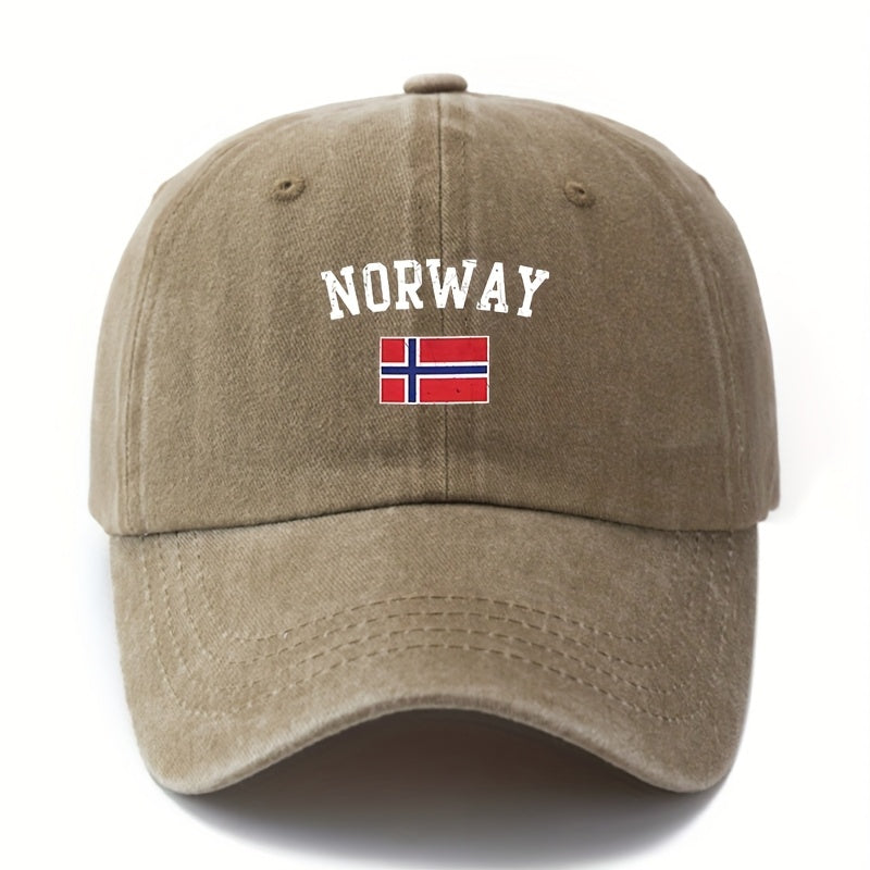 Unisex Norwegian Flag & NORWAY Lettering Vintage Cap - Norway Pride Outdoor Travel Hat, Lightweight Curved Brim, Hand Washable Black Norwegian Flag for &, Casual Wear Accessory (Norwegian Flag)