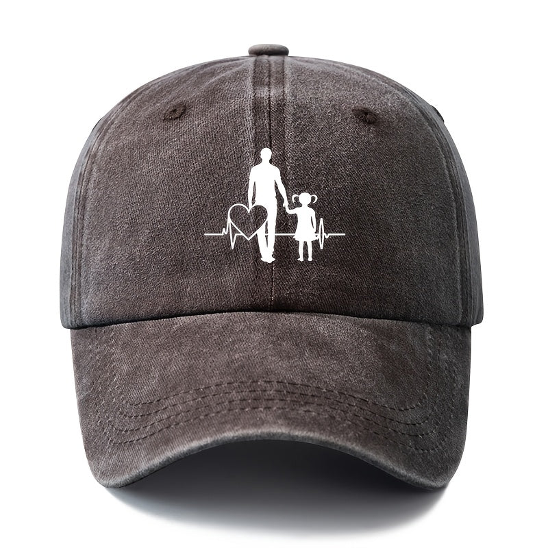 A Unisex Fashionable "Guardian Hand-in-Hand" Baseball Cap, Featuring a Classic Vintage Washed Lightweight Curved-brim Design. Suitable for Outdoor Vacations, Travel, Camping, and Other Casual Occasions. Also Works as a Hip-hop Cap for Holiday