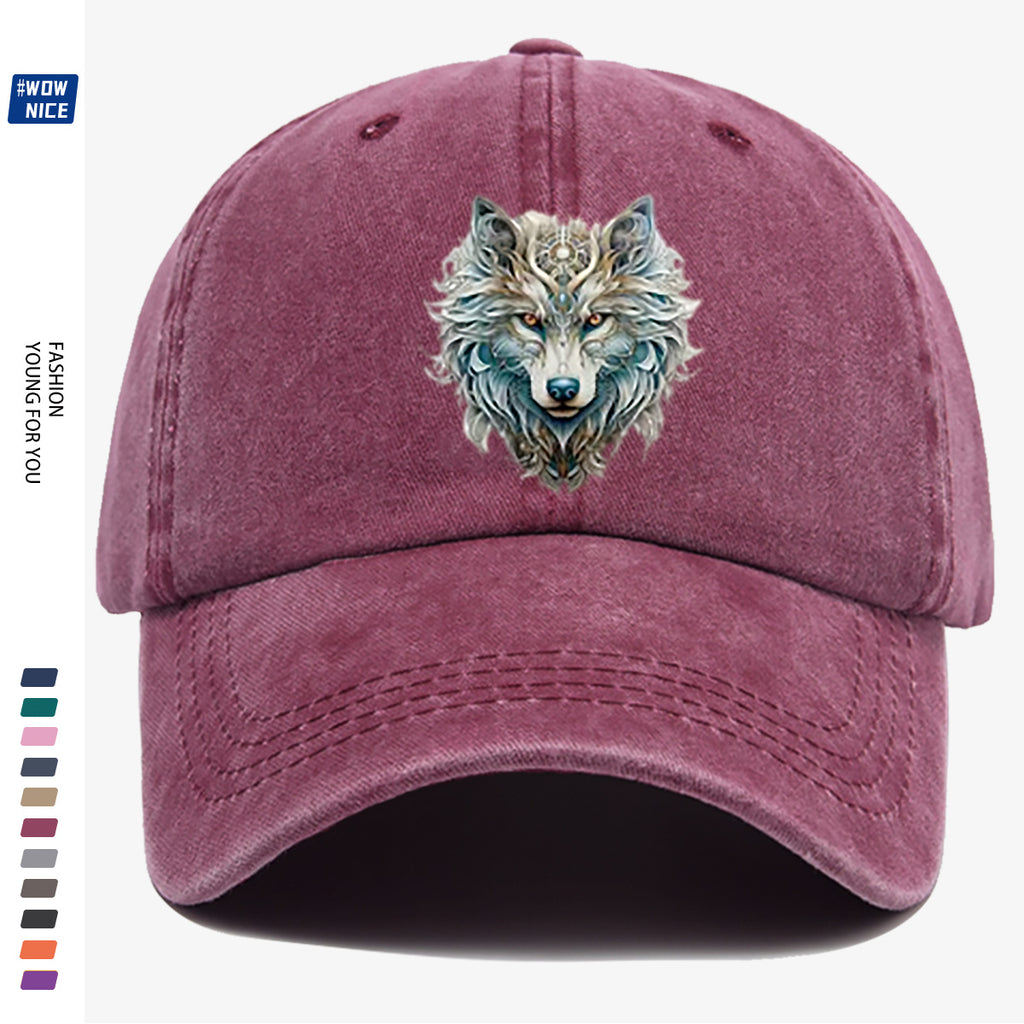1pc Wolf Head Art Print Baseball Cap, Personalized Animal Pattern Design, Unisex Duckbill Hat, Wearing Makes You Look Slimmer And Smaller Face, Adjustable Size, Fashion Street Style, Daily Casual Versatile, Outdoor Activities, Shopping, Parties
