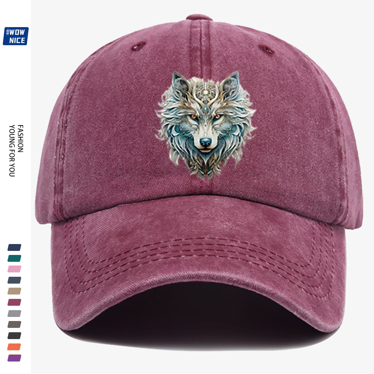 1pc Wolf Head Art Print Baseball Cap, Personalized Animal Pattern Design, Unisex Duckbill Hat, Wearing Makes You Look Slimmer And Smaller Face, Adjustable Size, Fashion Street Style, Daily Casual Versatile, Outdoor Activities, Shopping, Parties