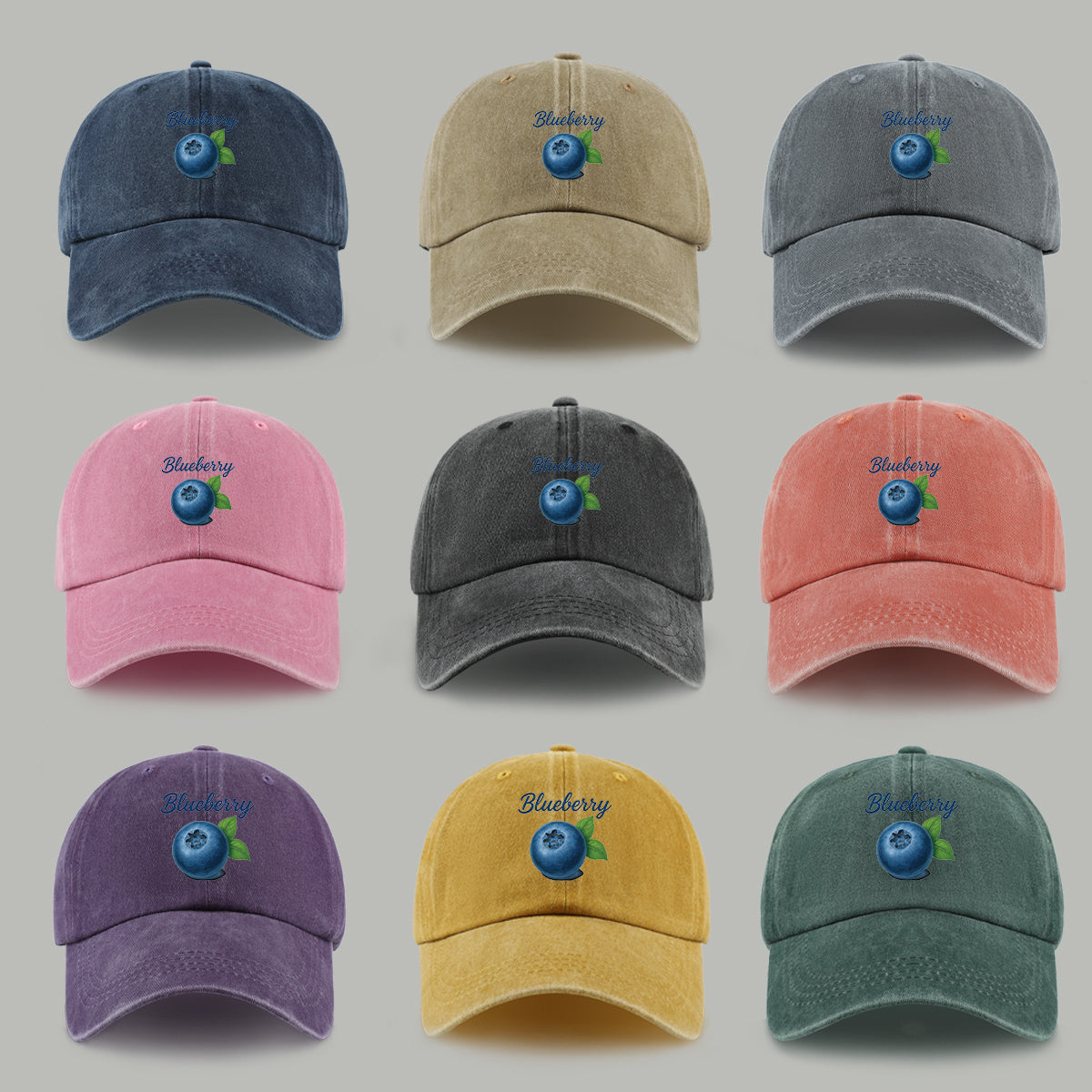 1pc Blueberry-Themed Realistic Fruit Print Baseball Cap, Comfortable And Breathable Sun Hat, Fashionable Easy And Aesthetic Unisex Baseball Cap, Adjustable Size, Trucker Cap, Beach Vacation Hat, Suitable for Outdoor Picnics, Camping, Shopping