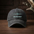 Men' & Women' Vintage Rowing-Themed Baseball Cap with Boat & Oar Typography - Adjustable Pull-String Closure, UPF Sun, Machine Washable Retro Unisex Cap Suitable for Outdoor Sports, Rowing Enthusiasts, Casual Streetwear