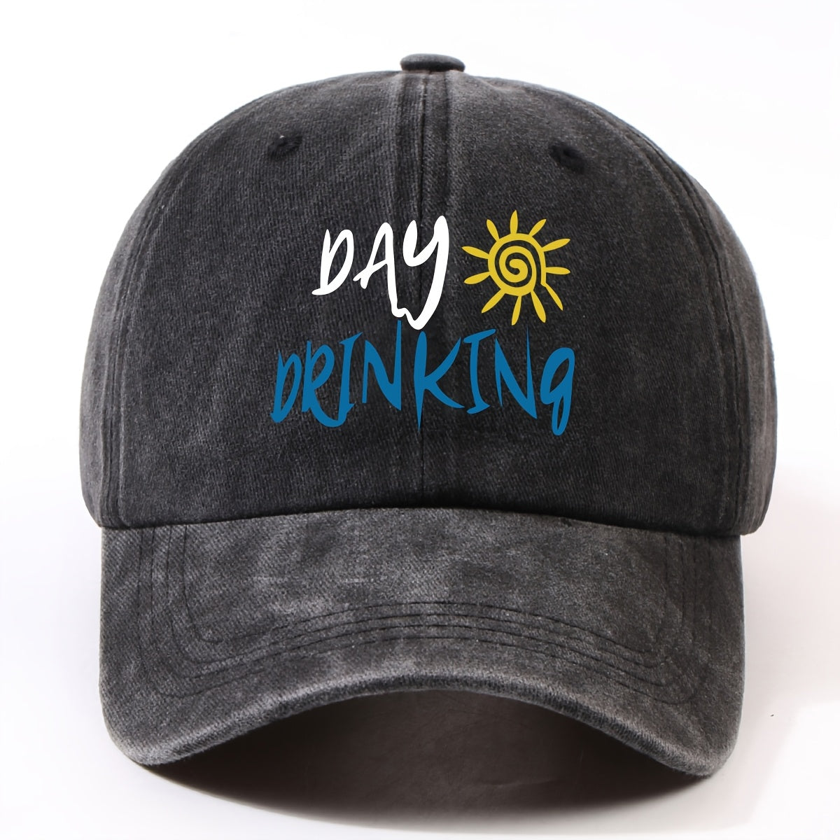 Retro Worn-Out Baseball Cap Featuring a "Daily Drink" Sun Design - Adjustable, Lightweight, Unisex Outdoor Hat Ideal for Biking, Everyday Use, And Festive Gatherings - Available in Various Colors (Black, Dark Gray, Pink, Military Green, Etc.)