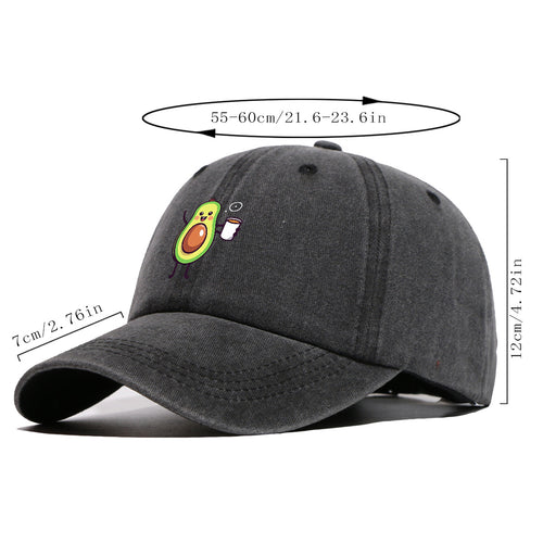 1pc Avocado Cartoon Print Baseball Cap Cute Smiling Fruit Pattern Sun Hat Fashionable Fun Sunshade Hat Unisex Adjustable Duckbill Cap Couple Outing Hat Girlfriend Shopping Hat Outdoor Picnic Hat Beach Vacation Hat Daily Casual Hat Sports Fitness Hat