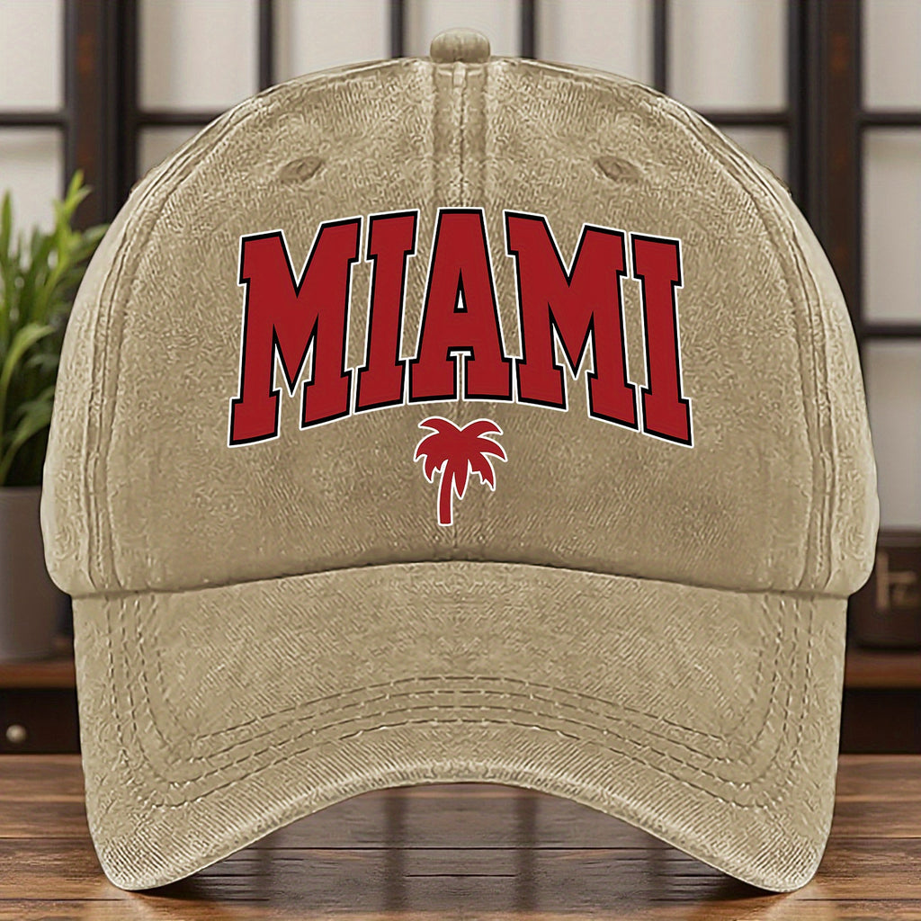 A MIAMI-themed Baseball Cap with Fun Prints, Available in Multiple Colors and with Adjustable Size---sxm