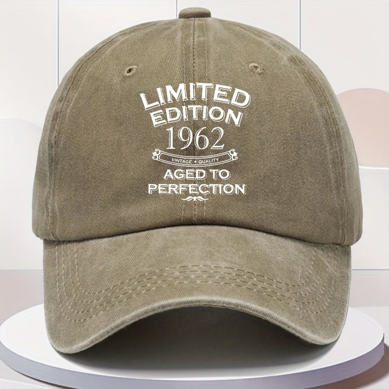 Men's Vintage 1962 Limited Edition Baseball - Adjustable Snapback Hat with 1962 Text, Retro 1960s Style, Durable & Breathable for Outdoor Sports, Casual Wear, Collectible Limited Edition 1962 Design