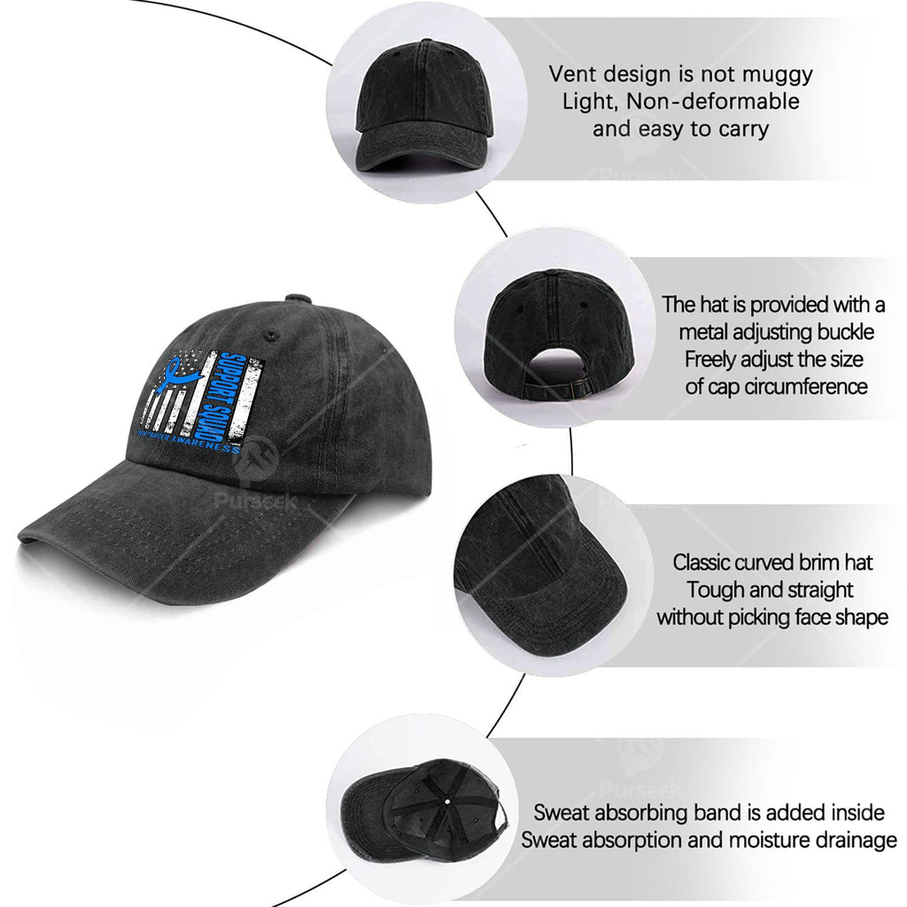 Support Squadss American Flag US Colon Cancer Awareness Month Baseball Hat