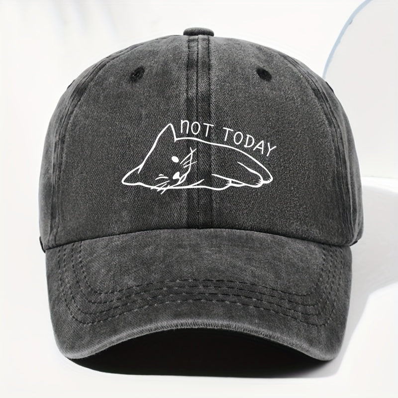 A Unisex Vintage Baseball Cap with Cat Print, Suitable for Outdoor. It Features Adjustable Size, Perfect for Daily Wear, All Seasons