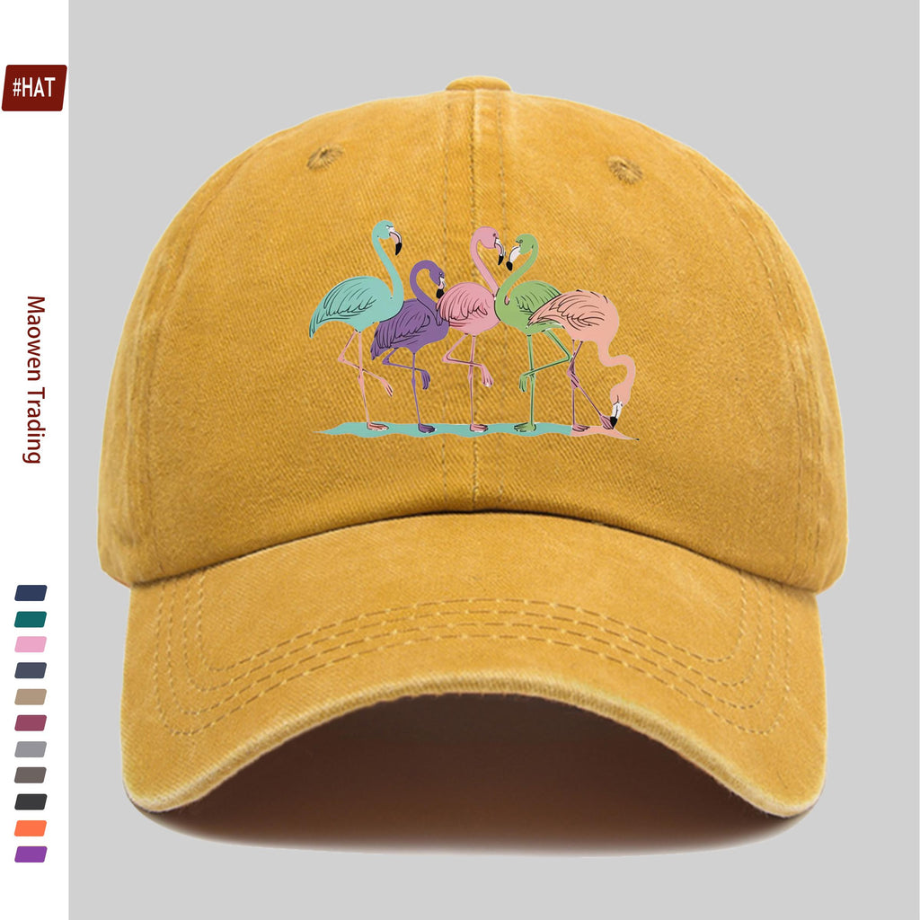 1 Colorful Flamingo Print Baseball Cap, a Travel and Leisure Style Sun Hat, Comfortable and Lightweight, Available in Multiple Colors, a Pet Hat with an Adjustable Drawstring, an American Street-style Skateboard Cap, Vintage Accessory, an Exquisite