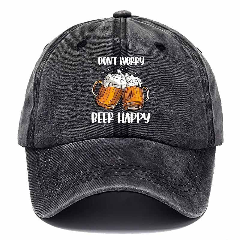 Men'S Relaxed Beer Baseball Cap - Featuring Prints of "Don'T Worry" And "Beer Happy" Along with a Beer Mug Design, Ideal for Casual Outfits, Outdoor Events, And Camping, This Playful Cap Is a Sturdy Head Accessory