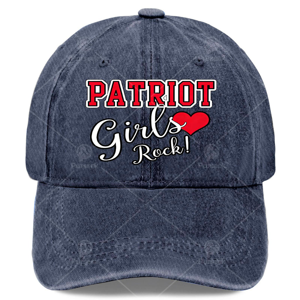 Patriots Girls Rock Cute Heart Baseball Hat Unisex Vintage Washed Distressed
