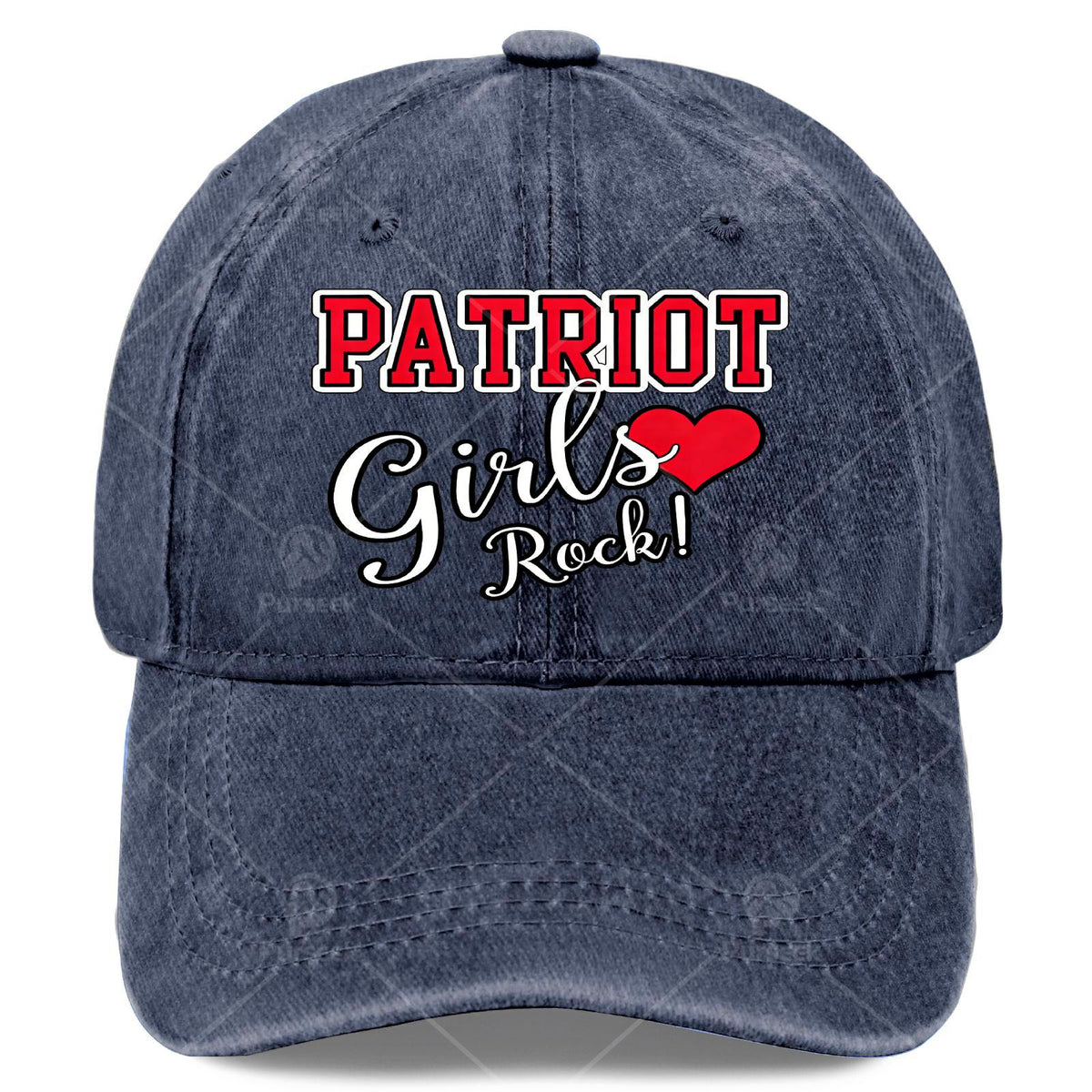 Patriots Girls Rock Cute Heart Baseball Hat Unisex Vintage Washed Distressed