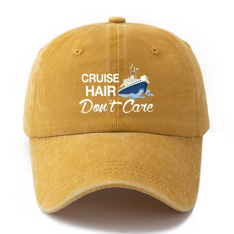 Unisex Polyester Baseball Cap by MAKEFGE, Featuring a Casual 'Hair Don'T Care' Print, Adjustable Hip-Hop Style with a Curved Brim, Perfect for Outdoor Sports And Truck Driving