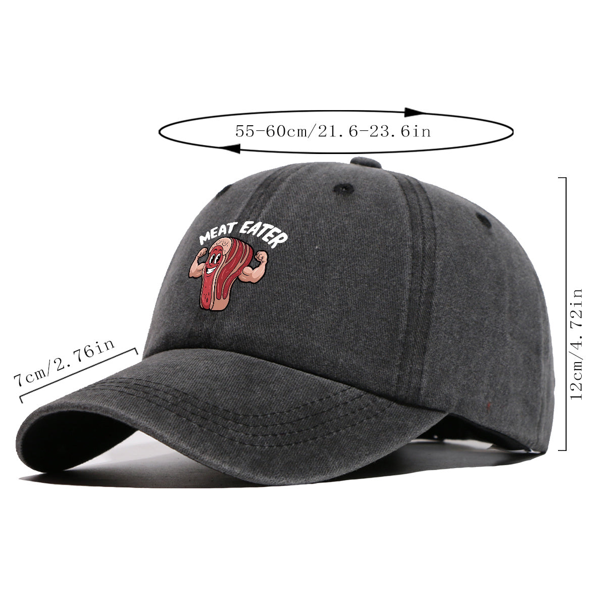 1pc 1pcs Muscle Steak Print Baseball Cap Suitable for Men & Women, Adjustable Duckbill Hat with Steak, Food-Themed Gift for BBQ Parties, Picnic, Outdoor, Casual Wear, Sports Hat for Foodie Friends, Birthday Present