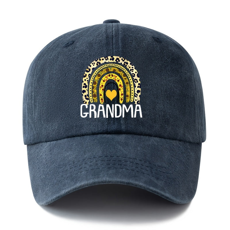 Unisex Fashion Versatile Printed Leopard Rainbow Grandma Baseball Cap, Classic Retro Washed Outdoor Lightweight Curved Brim Hat, Trucker Cap, Suitable for Outdoor Vacation Travel Camping And Casual Occasions, Holiday Party Hip-Hop Hat