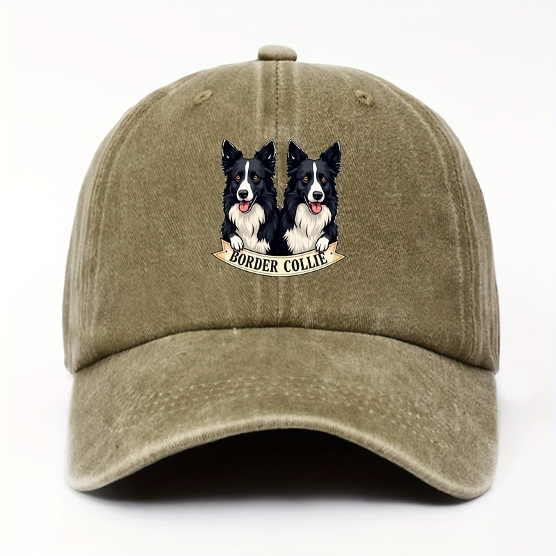 Cute Border Collie Pattern Adjustable Baseball Cap | Lightweight, Comfortable, Snapback, Wide Color Selection, Perfect Gift for Dog Lovers