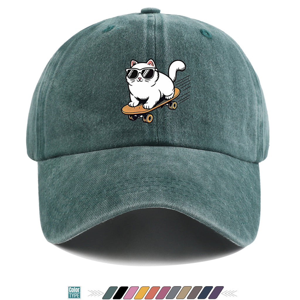 1pc 1pcs White Cat with Fashion Glasses Trucker Hat - Adjustable Unisex Cap Suitable for Skateboarding, Streetwear, Music Festivals, Summer Sun, Breathable Visor, Trendy Gift for &, Birthday Present for Skateboarders