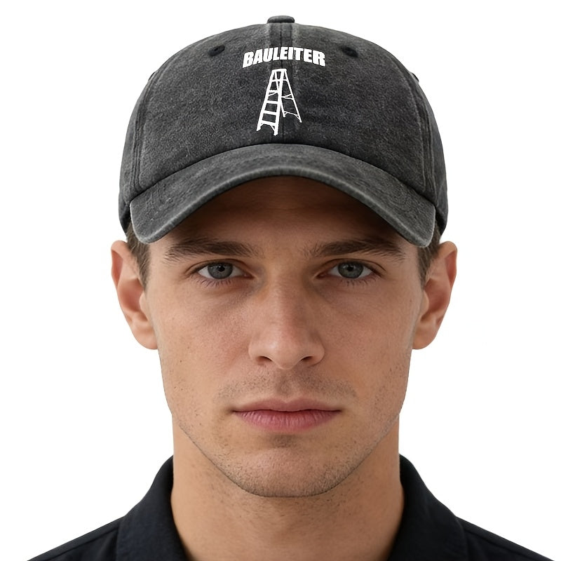 Unisex Fashion All-Match Printed BAULEITER Baseball Cap, Classic Vintage Washed Outdoor Lightweight Curved Brim Hat, Trucker Cap, Suitable for Outdoor Vacation Travel Camping And Casual Occasions, Holiday Party Hip-Hop Hat