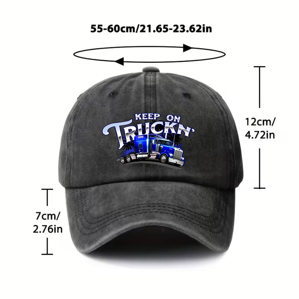 Keep on Truckin' - Semi-Trailer Truck Driver, Truck Driver, Truck Mechanic Baseball Cap, Couple'S Women'S Y2K Snapback Hat