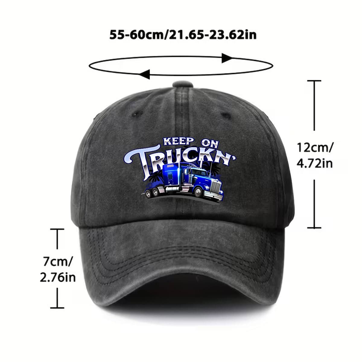 Keep on Truckin' - Semi-Trailer Truck Driver, Truck Driver, Truck Mechanic Baseball Cap, Couple'S Women'S Y2K Snapback Hat
