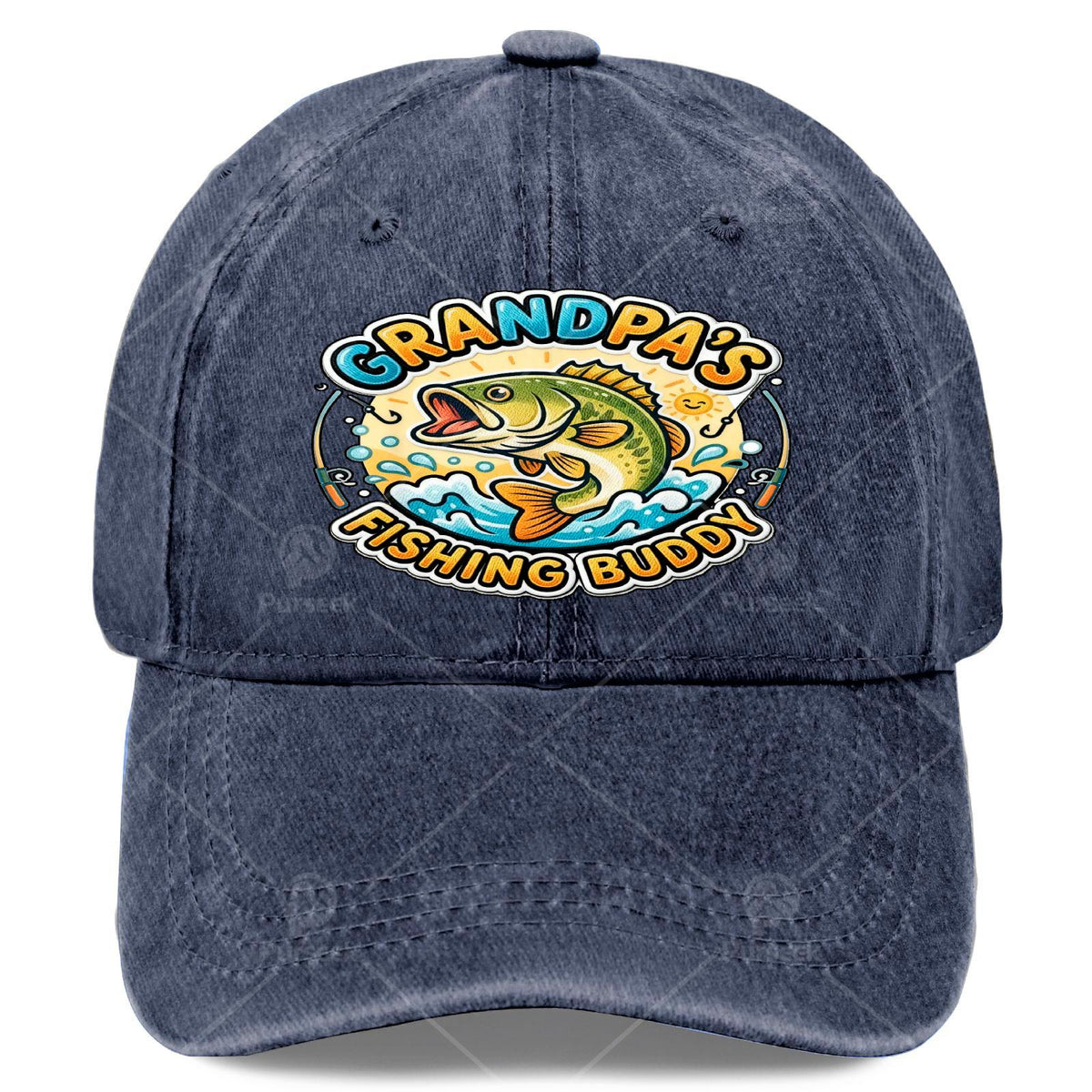 Funny Grandpa Fishing Buddy Bass Fisherman Youth Boys Youth Baseball Hat Unisex