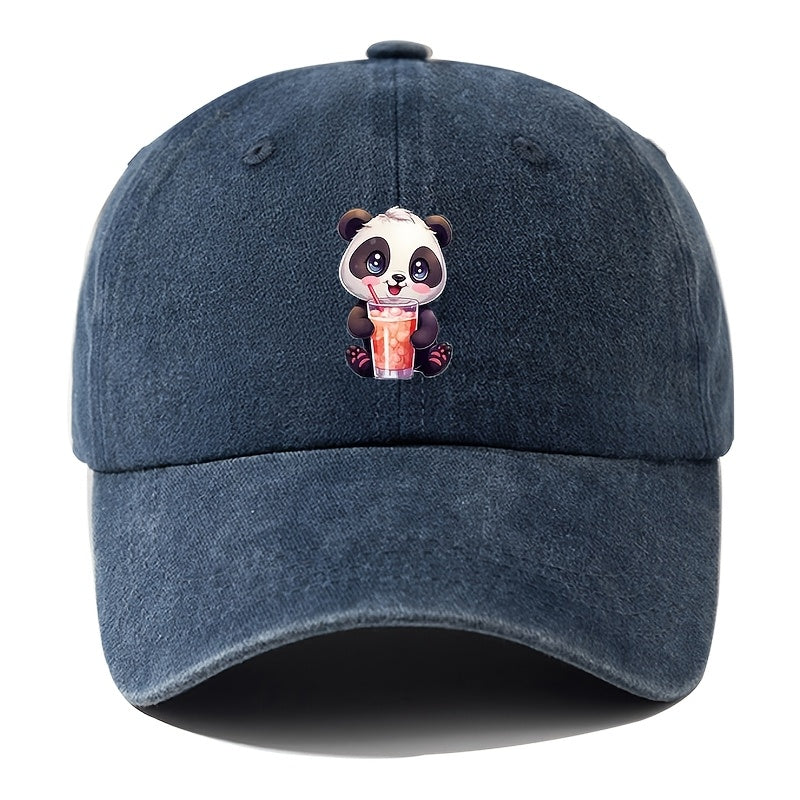 Unisex Adjustable Vintage Washed Baseball Cap, Animal Print, Button Design, Lightweight Polyester, All-Season Casual Outdoor Party Hip-Hop Hat, Animal Theme, Woven, Suitable for Boys - Ramadan Edition